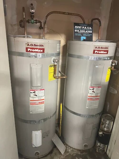 Two A.O. Smith ProMax water heaters installed by DKH Plumbing